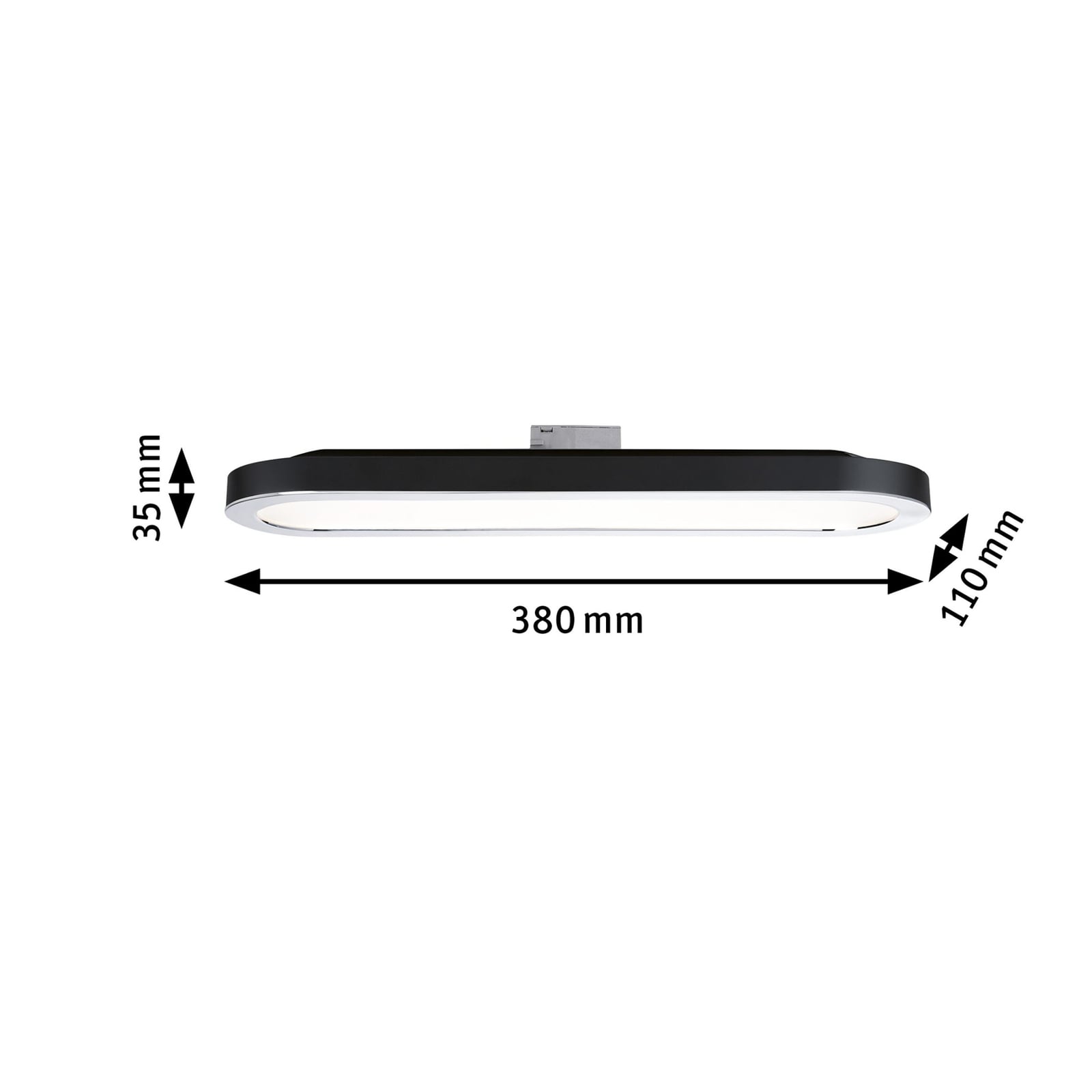 URail LED-panel svart matt 38 cm 7W varmhvit Paulmann forfra