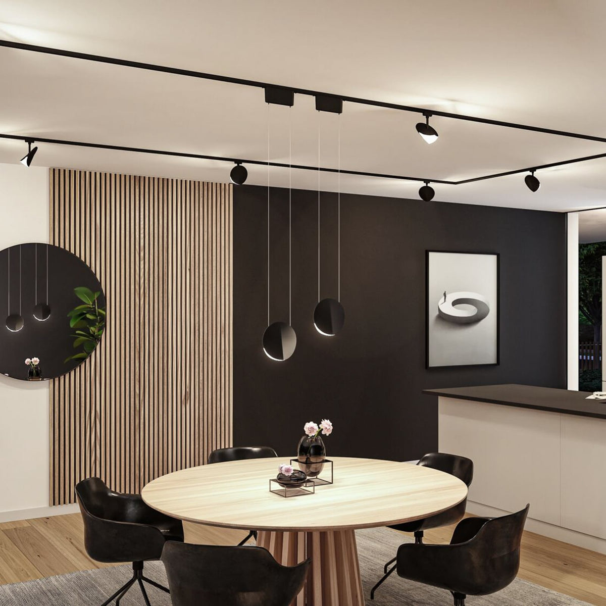 URail LED-pendellampe Alejandro svart dimbar bakside