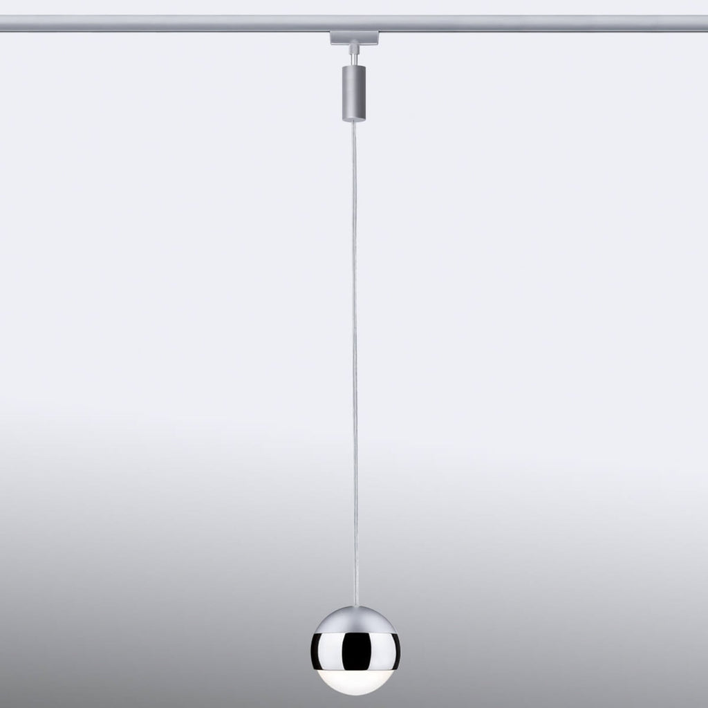 URail LED pendellampe Capsule II krom detalj av lampehode