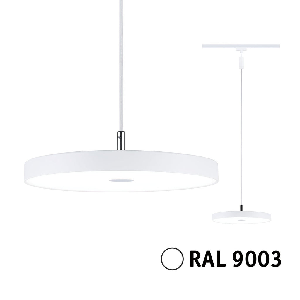 URail LED-pendellampe Hildor hvit Ø31 cm sidevisning