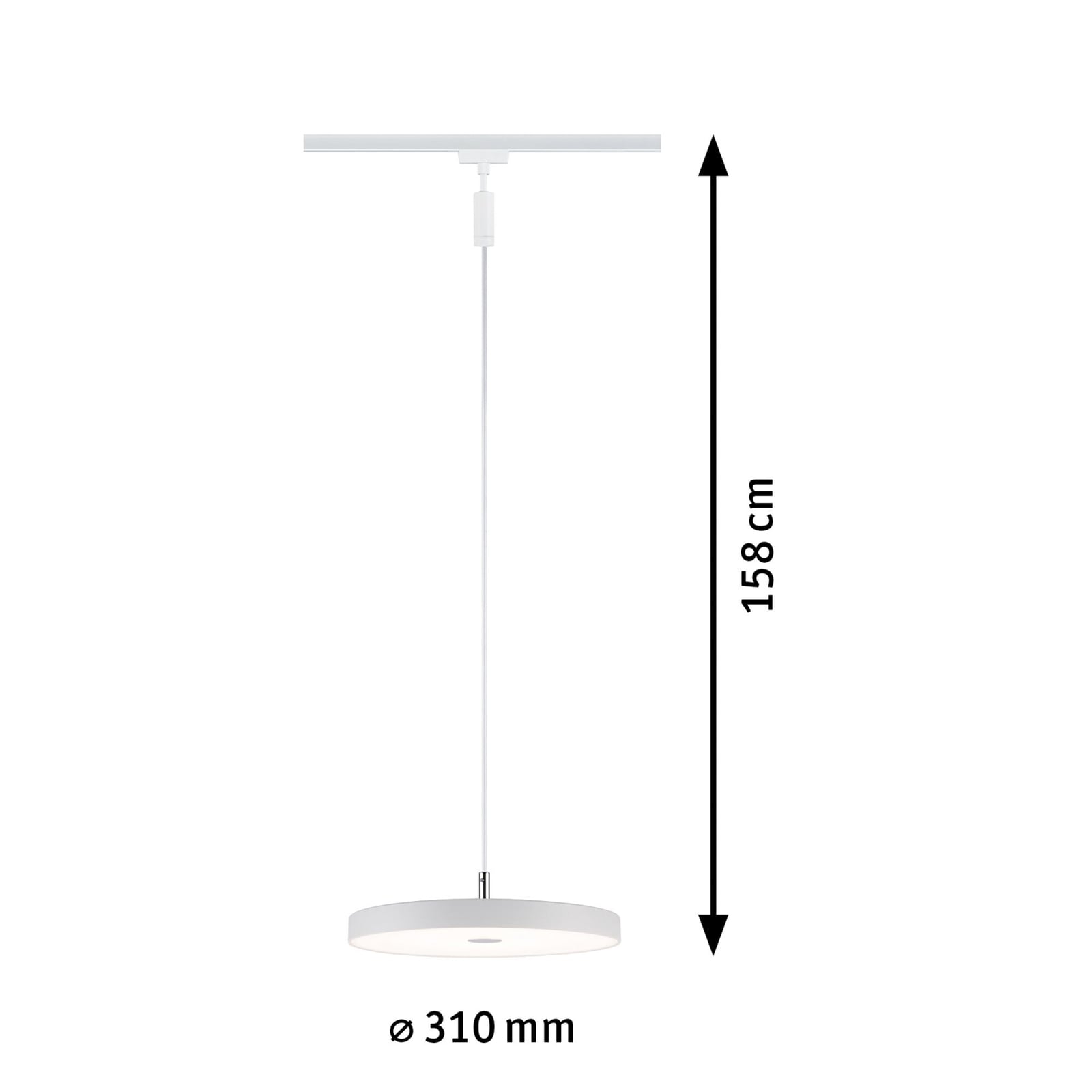 URail LED-pendellampe Hildor hvit montert i rom