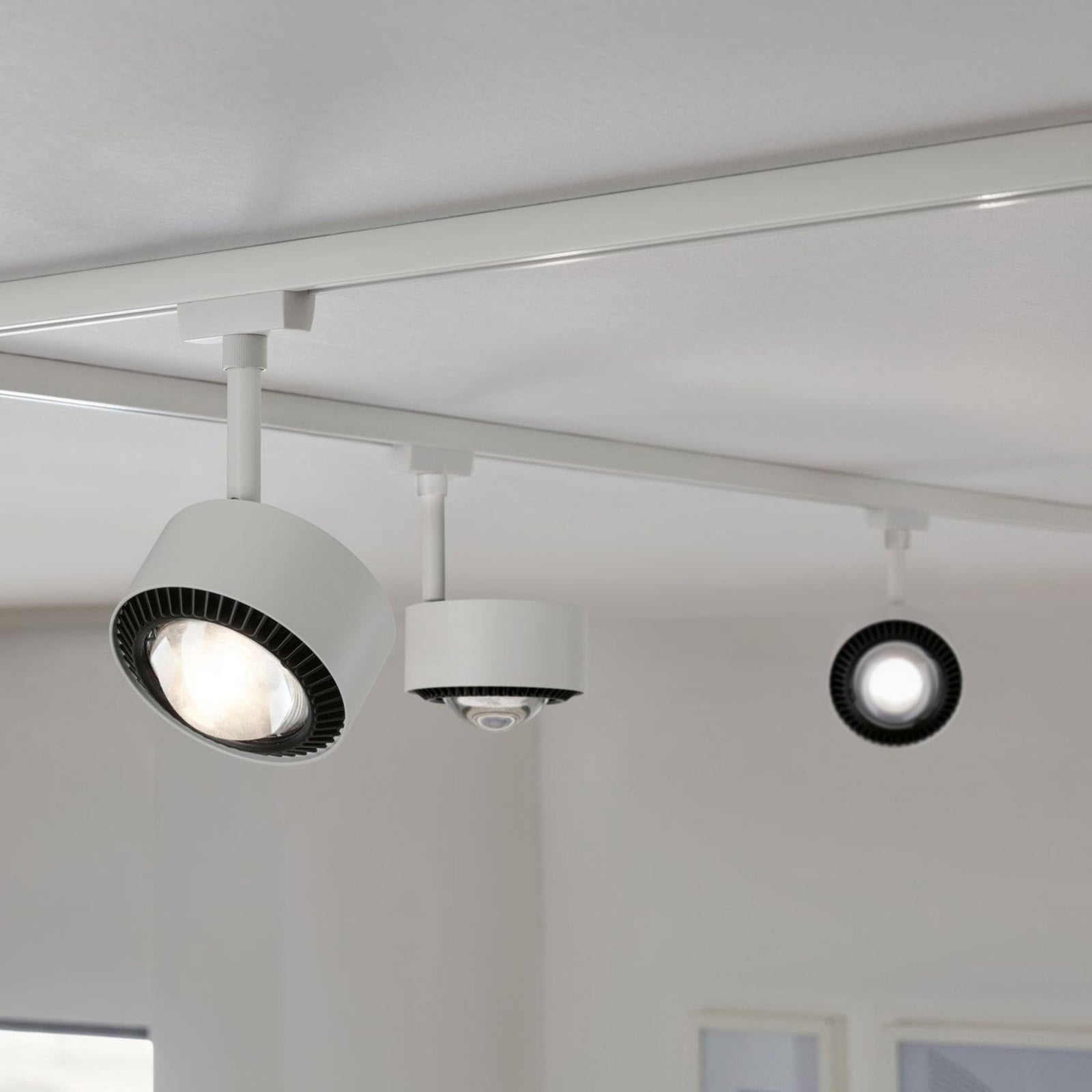URail LED-spot Aldan dimbar hvit Ø9,8 cm front
