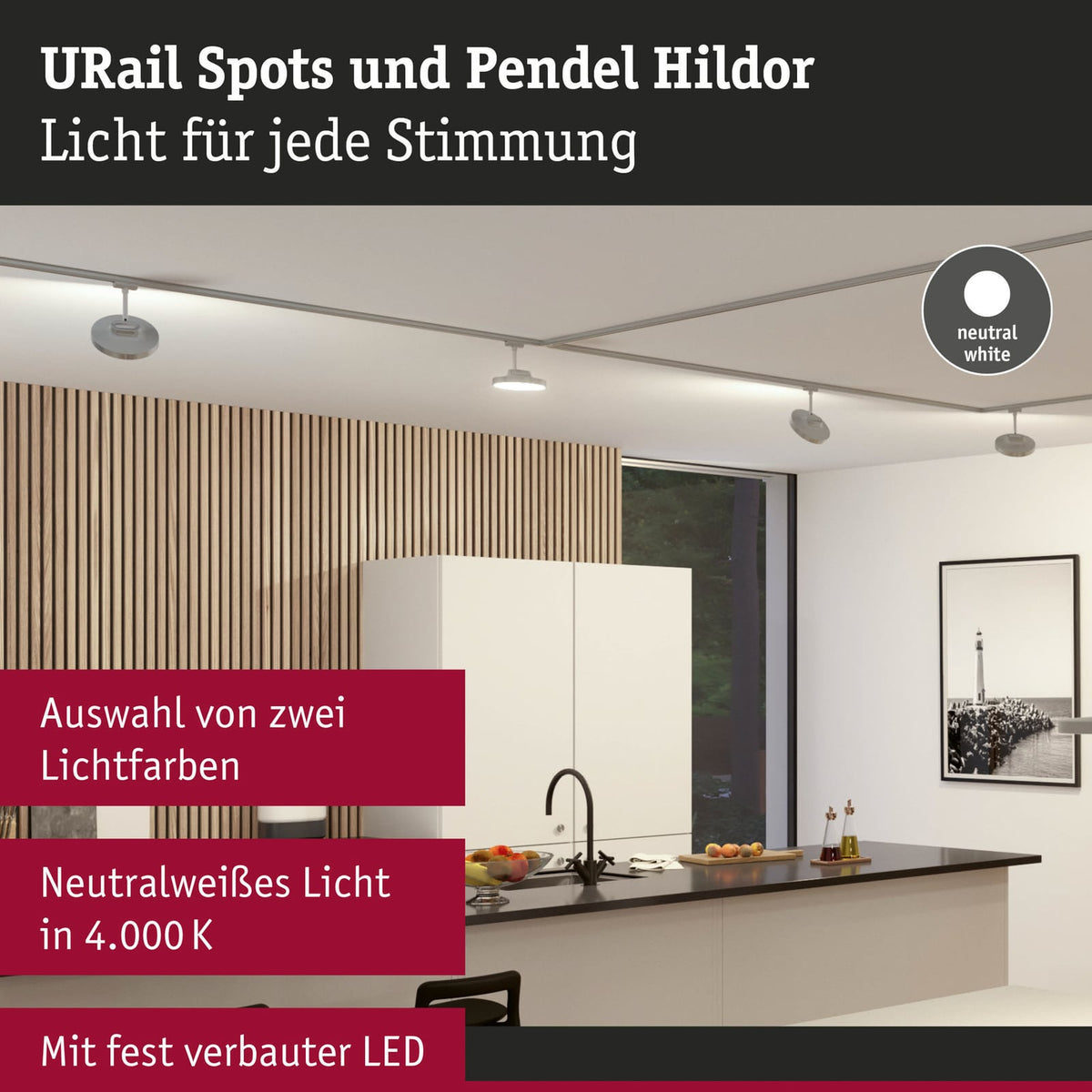 URail LED-spot Hildor dimbar krom sideprofil