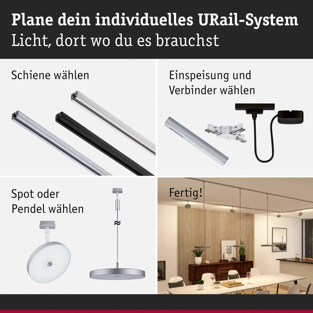 URail LED-spot Hildor krom/hvit dimbar 15W 3000K detalj av materiale