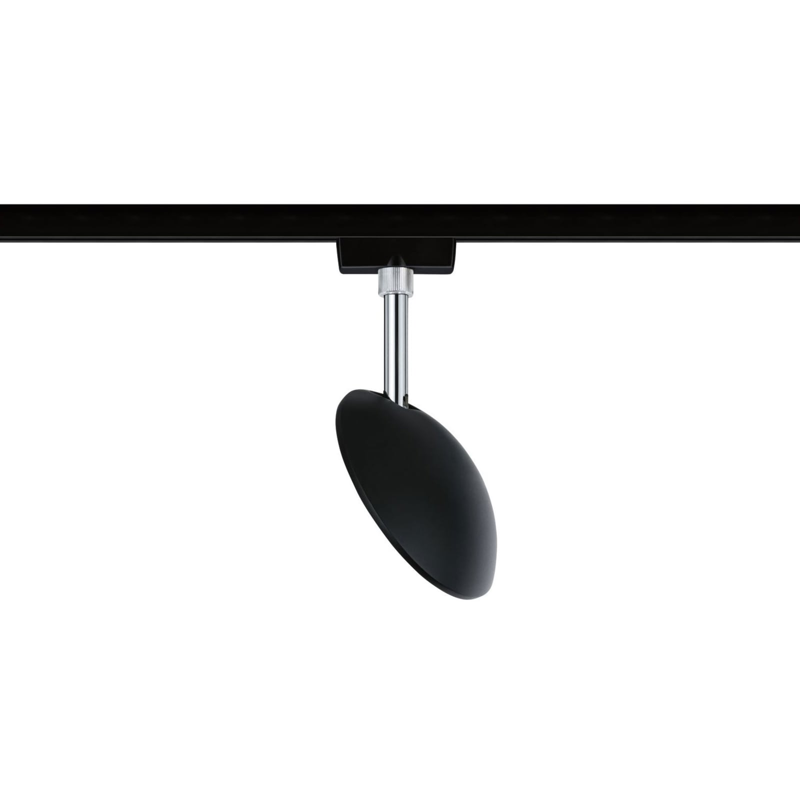 URail LED-spot Sphere svart dimbar 7,4W varmhvit montert på URail-skinne