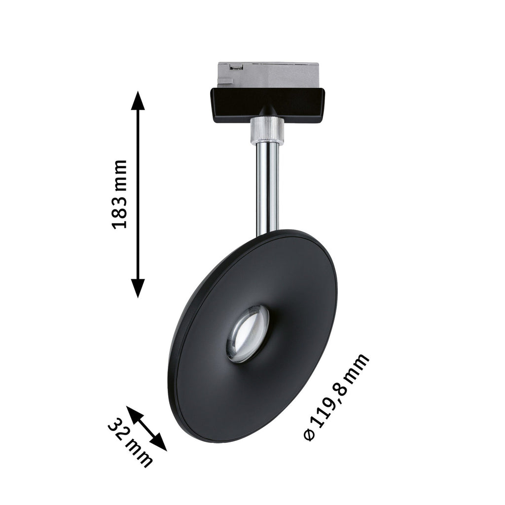 URail LED-spot Sphere svart dimbar 7,4W varmhvit krommet holder