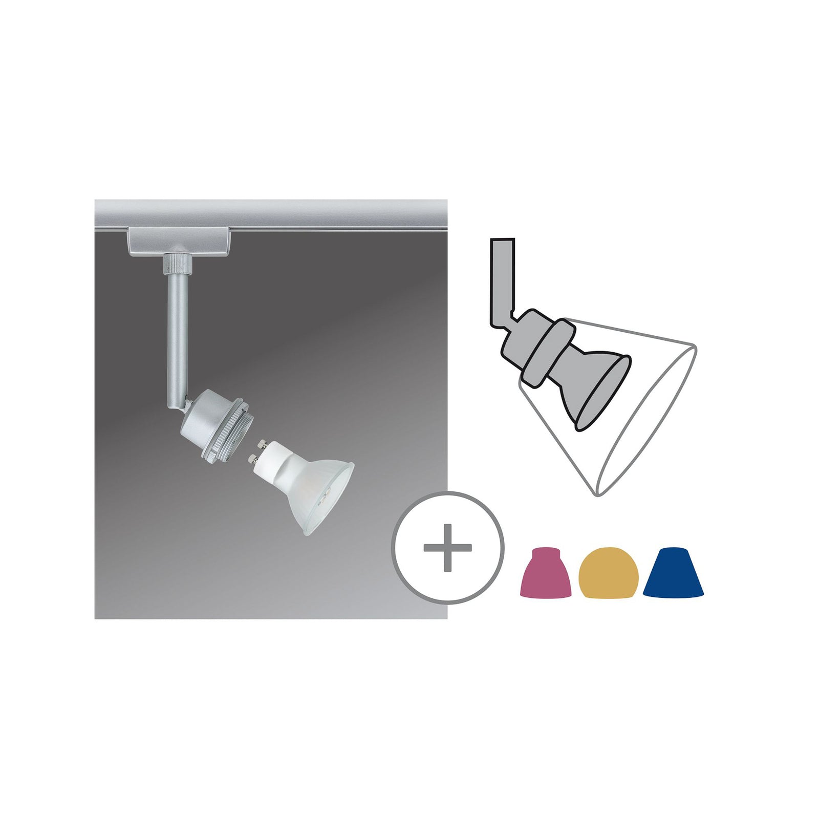 URail LED-spot svingbar matt krom GZ10 3,5W dimbar - Paulmann forfra