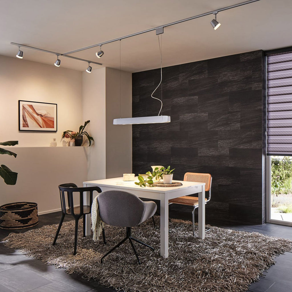 URail LED-spot svingbar matt krom GZ10 3,5W dimbar - Paulmann montert på skinne