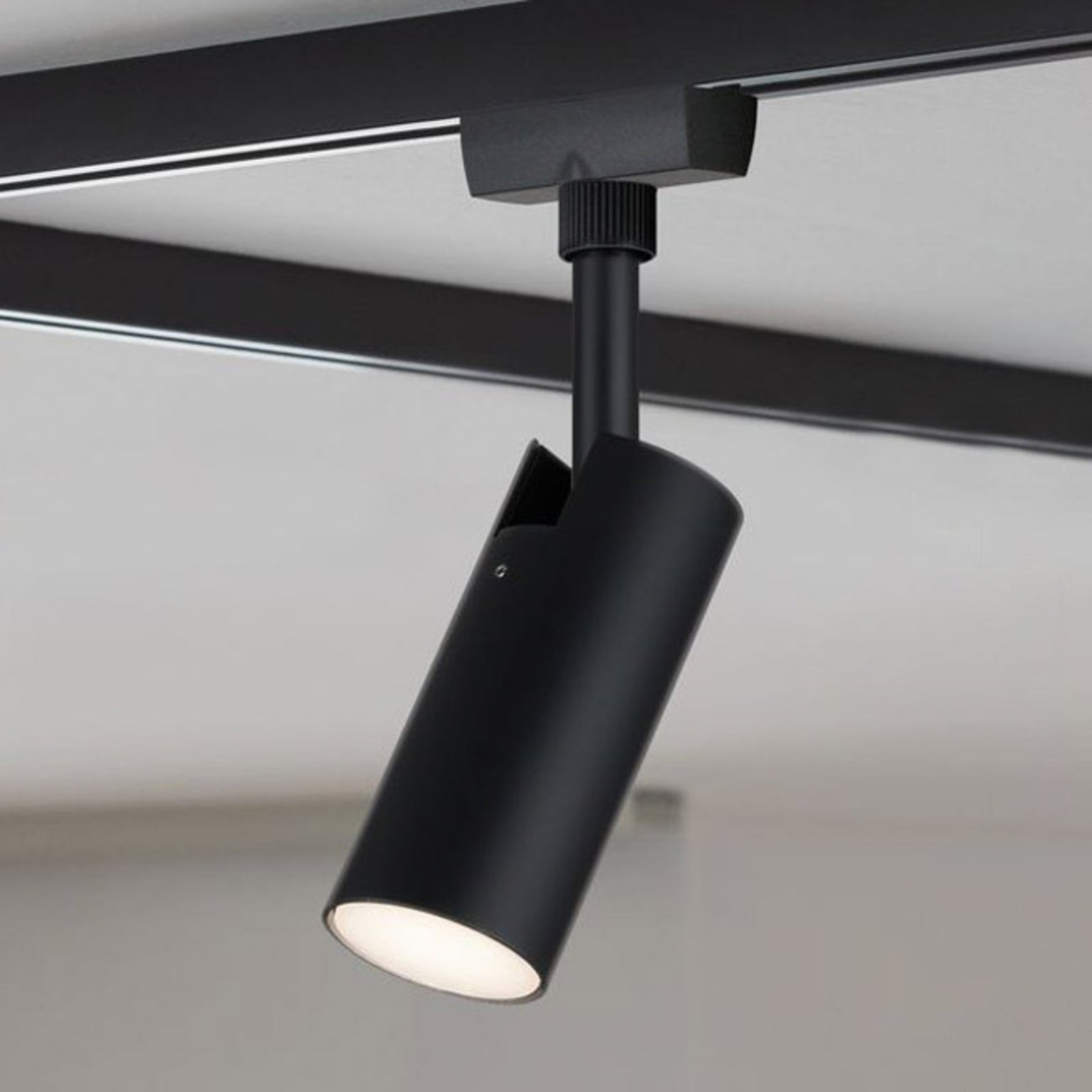 URail LED-spot Tubo svart matt forfra