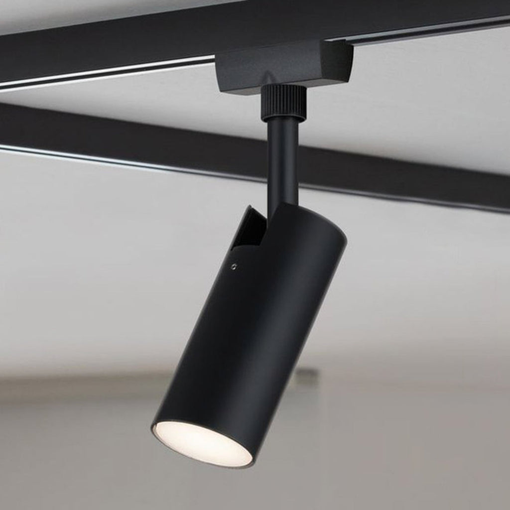 URail LED-spot Tubo svart matt forfra