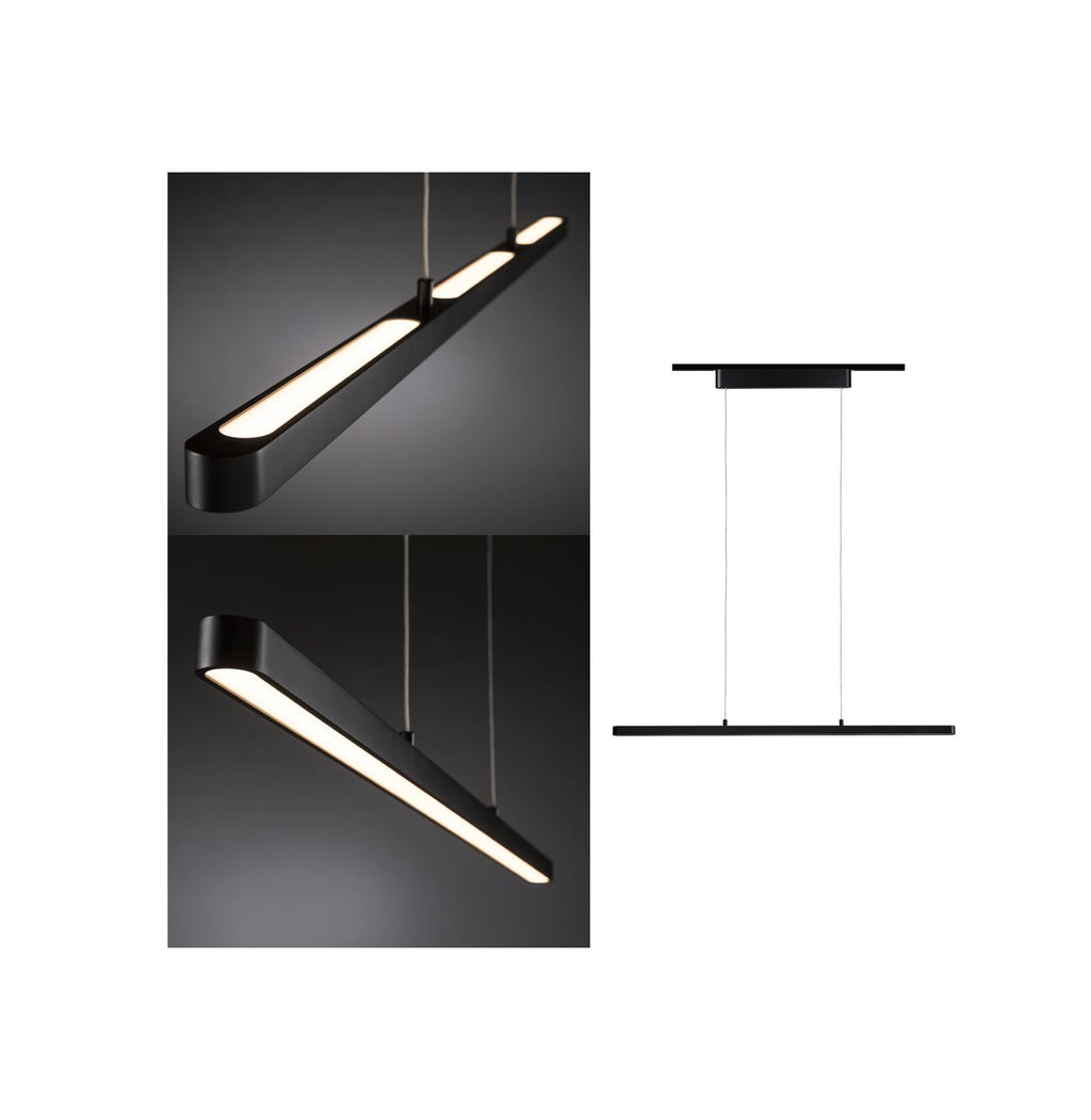URail Lento LED-pendellampe dimbar svart matt 100 cm 41W forfra