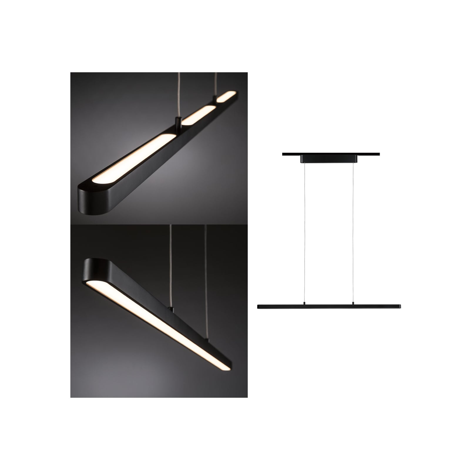 URail Lento LED-pendellampe dimbar svart matt 100 cm 41W forfra