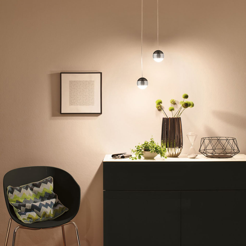 URail pendellampe Capsule II svart/krom dimbar 6W 2700K montert