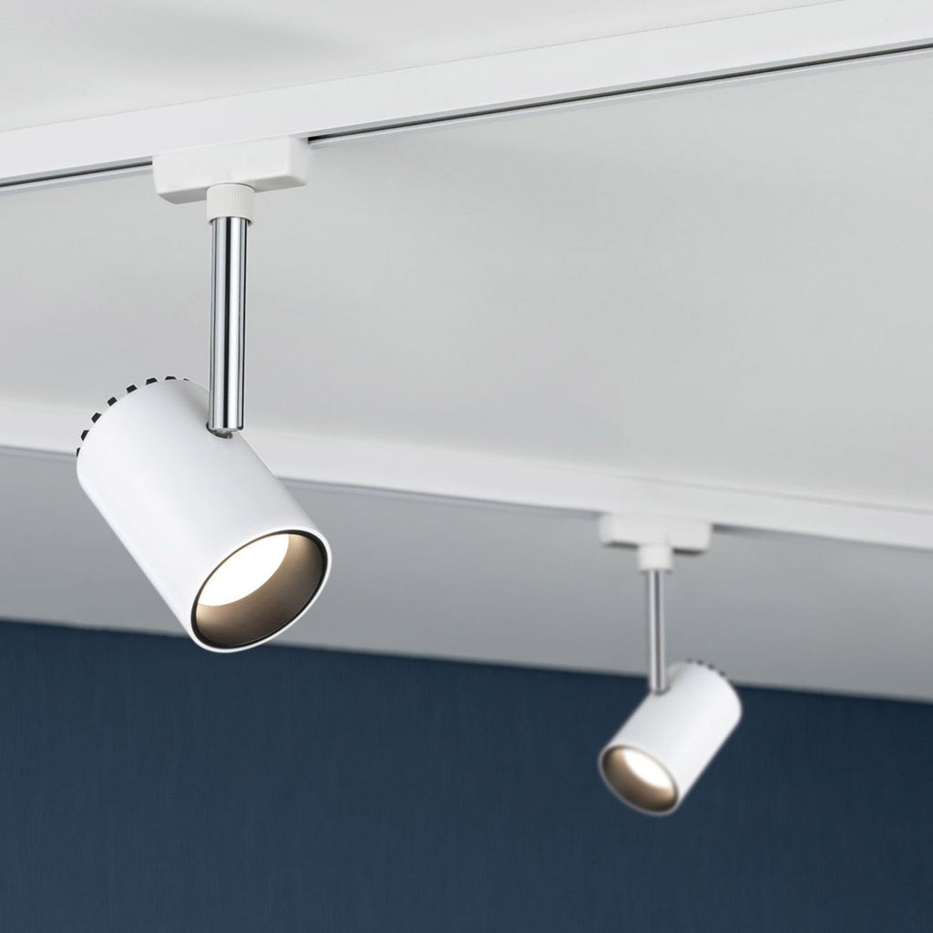Detalj av URail Shine LED-spot hvit svingbar 5W varmhvit