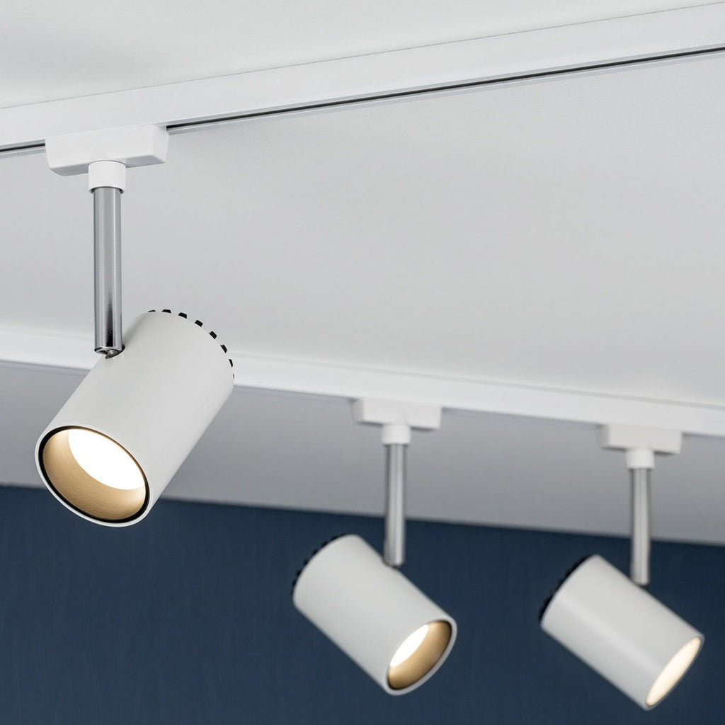 Montert URail Shine LED-spot hvit svingbar 5W varmhvit på skinne