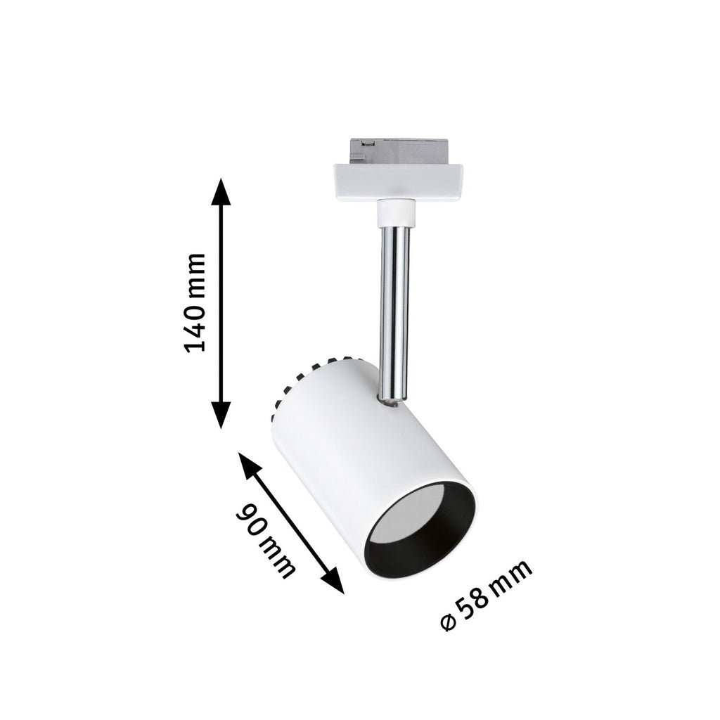 Sidebilde av URail Shine LED-spot hvit svingbar 5W varmhvit
