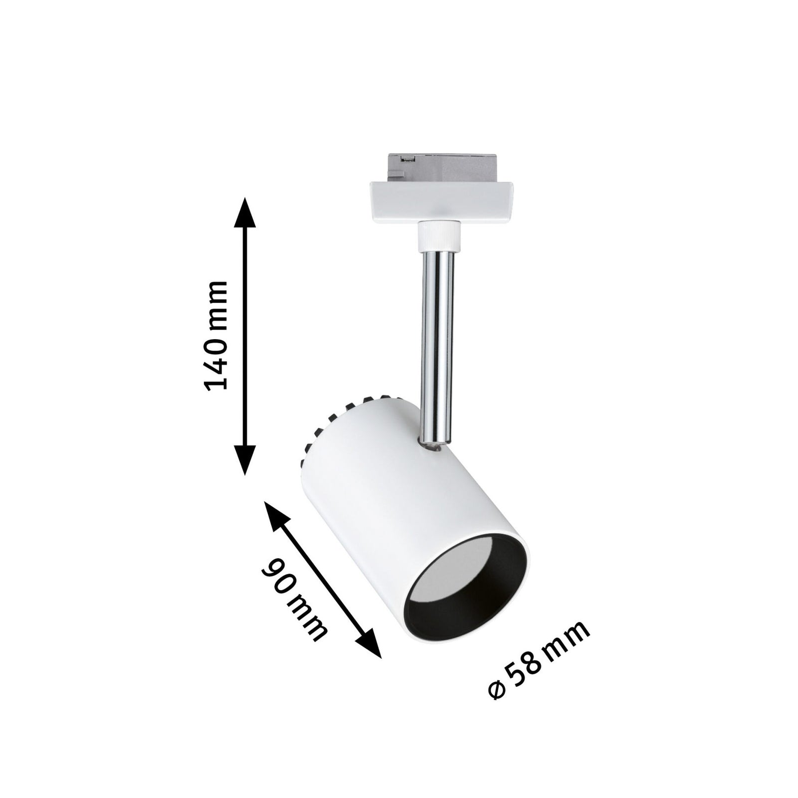 Sidebilde av URail Shine LED-spot hvit svingbar 5W varmhvit