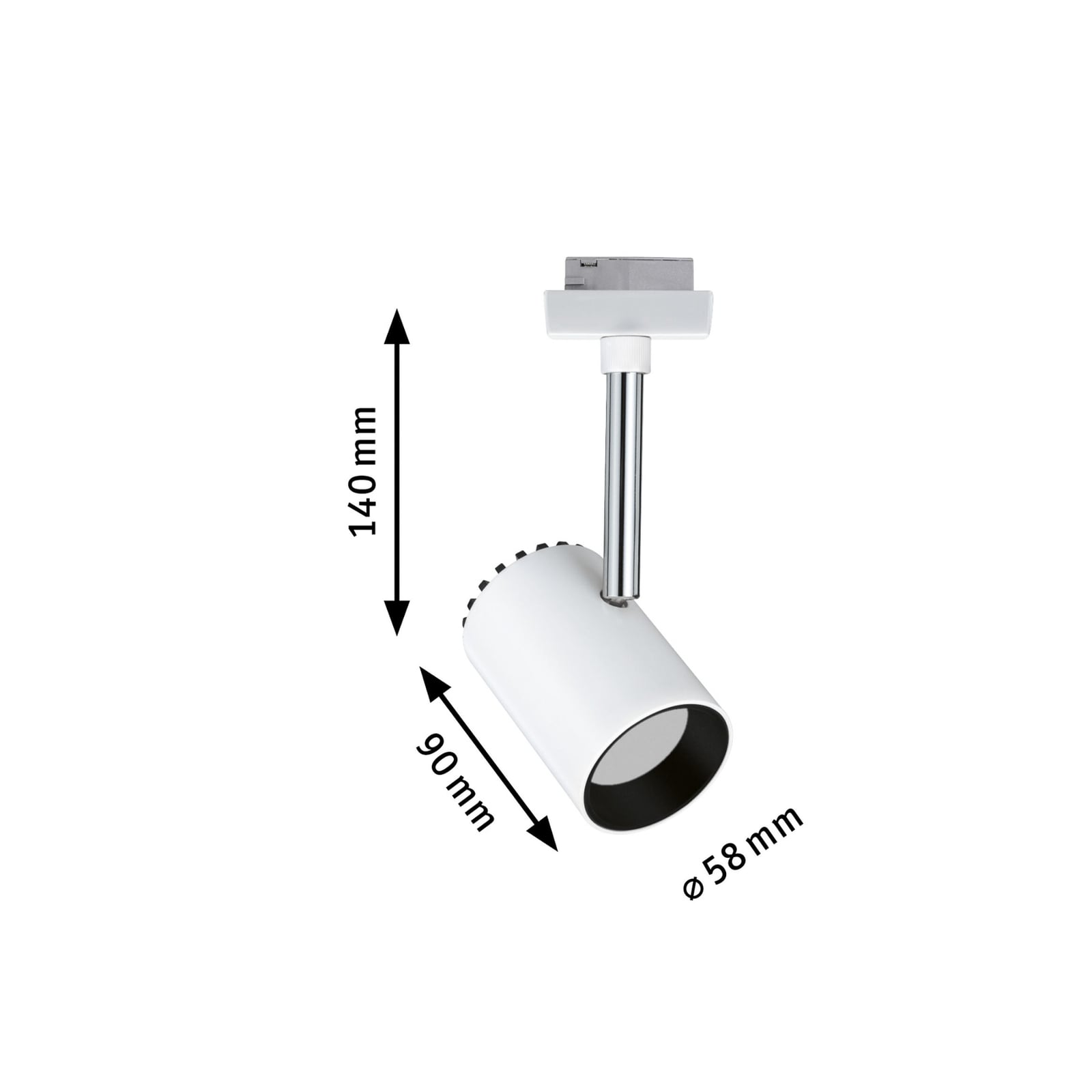 URail Shine LED-spot hvit svingbar 5W varmhvit visning av vinkel