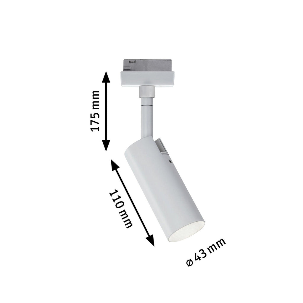 URail Tubo LED-spot hvit 5W 3000K varmhvit justerbar vinkel