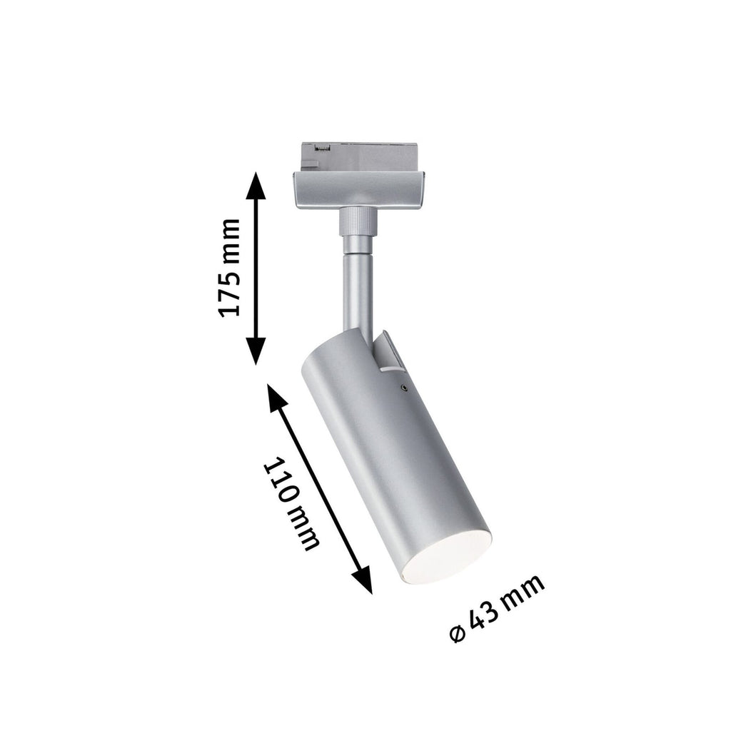 URail Tubo LED-spot matt krom 5W 3000K varmhvit sett fra siden