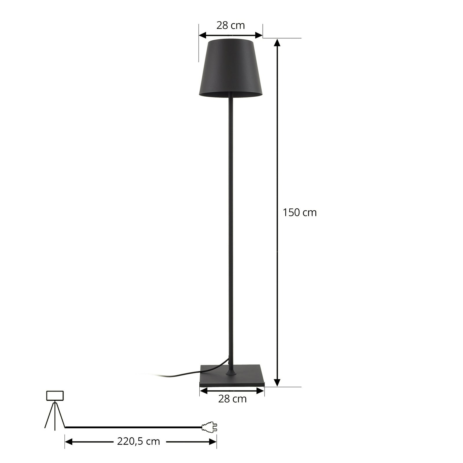 Nærbilde av sokkel på Utegulvlampe Andrei pressstøpt aluminium grå