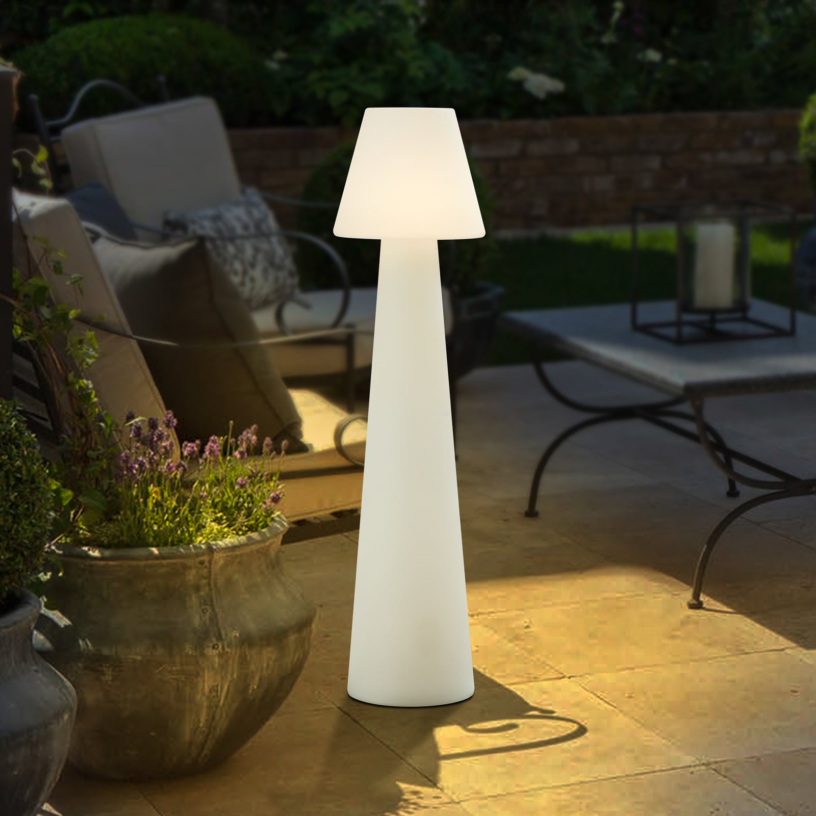 Utegulvlampe Gauri hvit plast E27 IP65 107 cm forfra