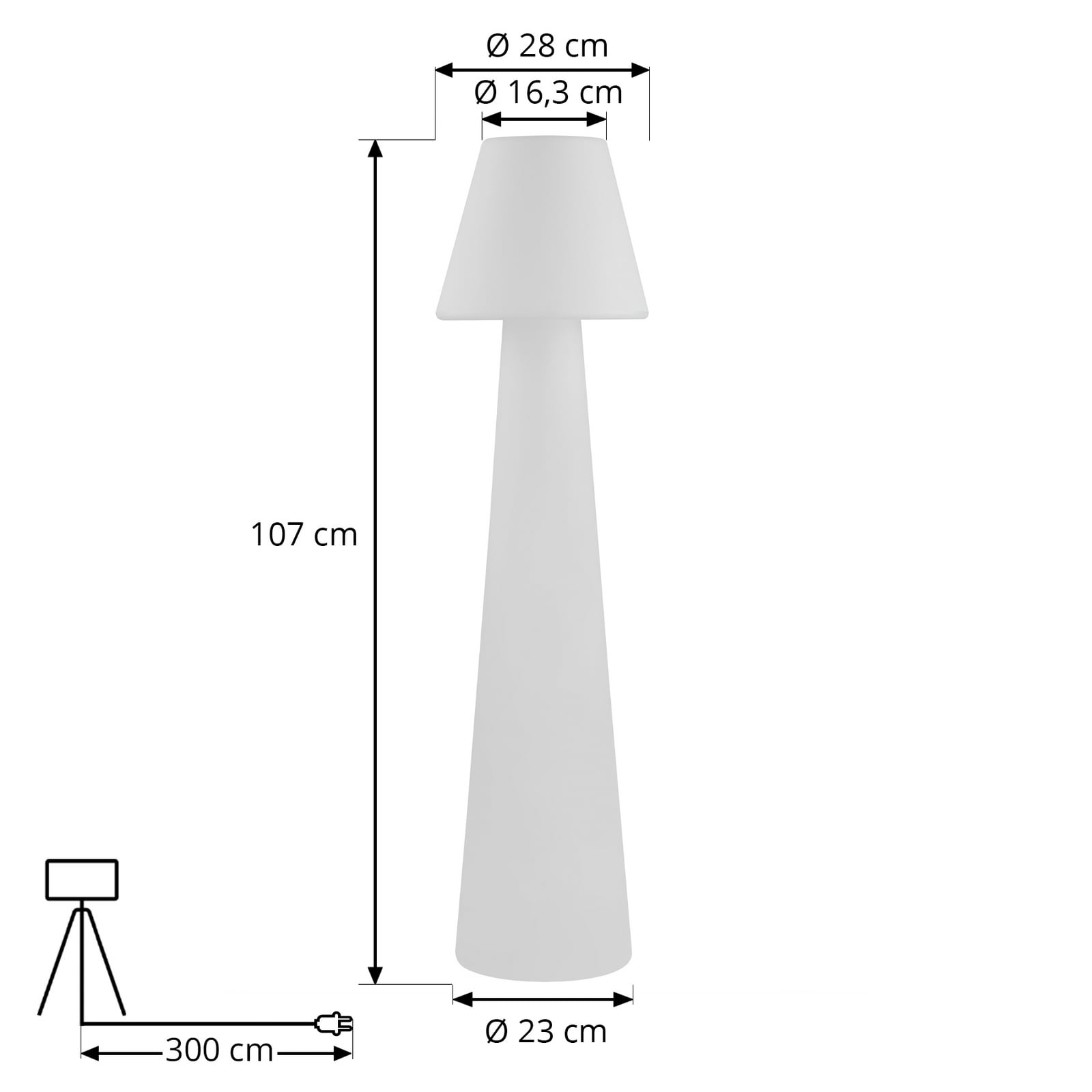 Montert Utegulvlampe Gauri hvit plast E27 IP65 107 cm i uteområde