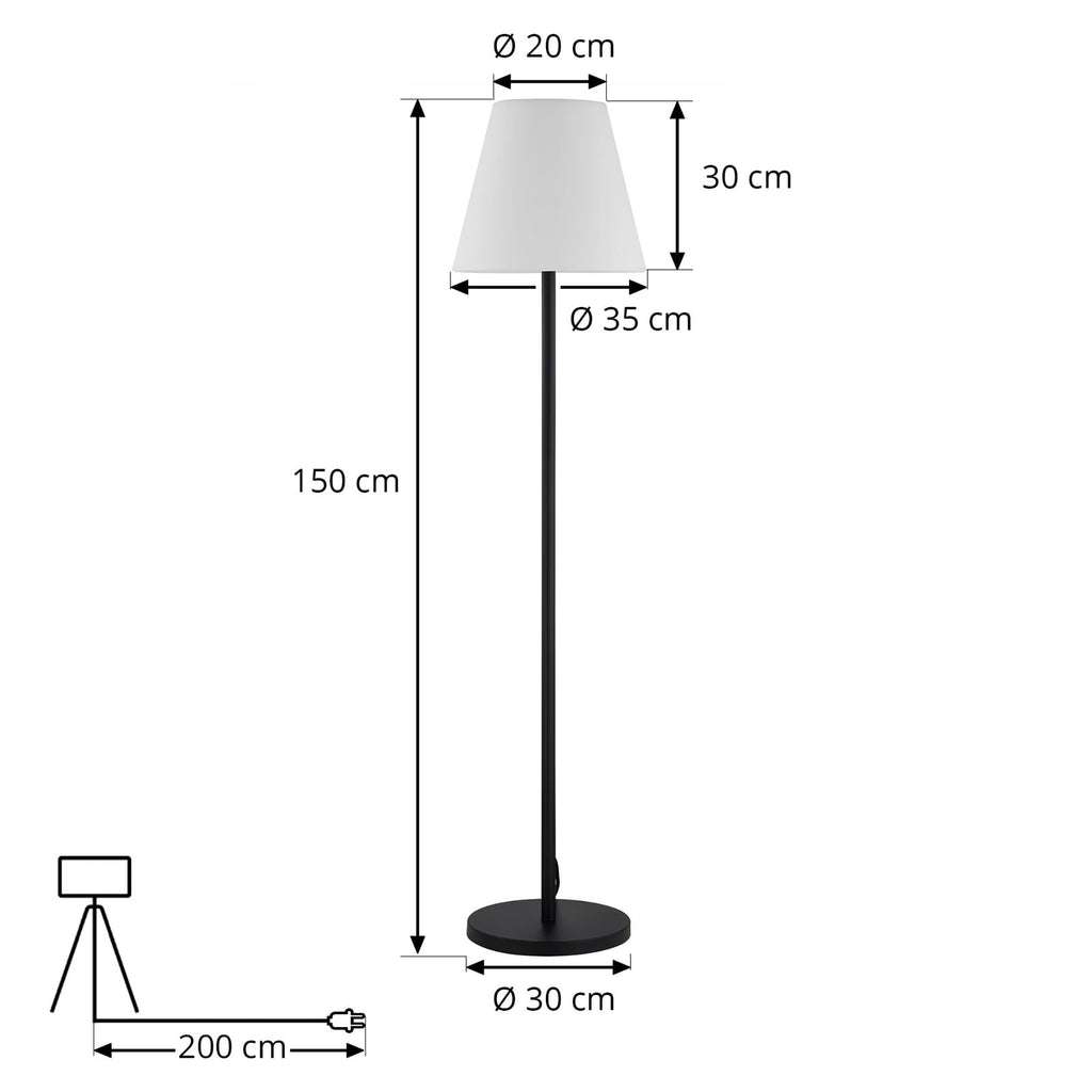 Nærbilde av lampehode på Utegulvlampe Jaimy svart/hvit aluminium
