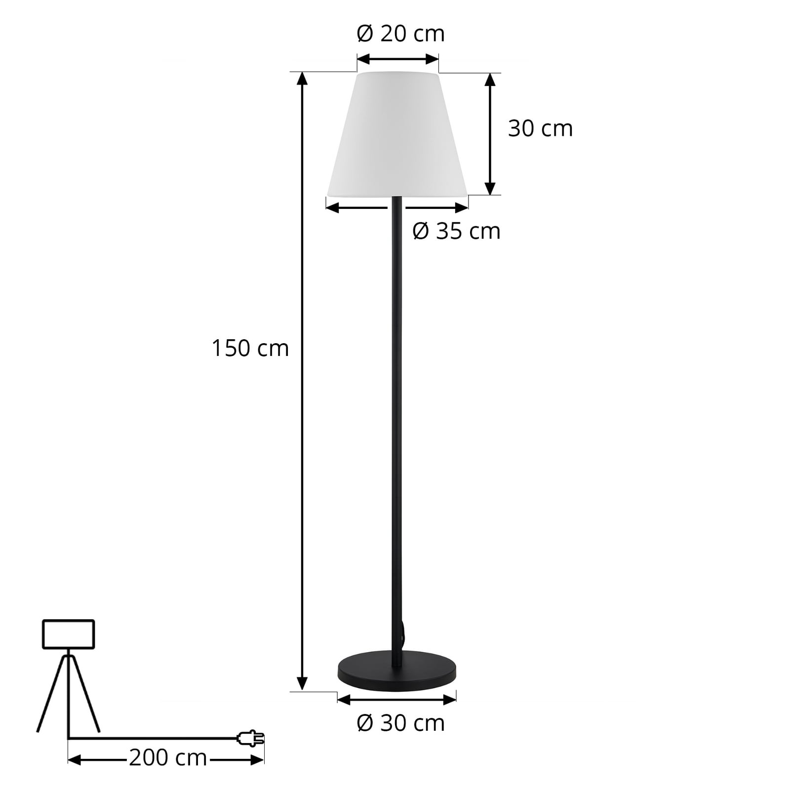 Nærbilde av lampehode på Utegulvlampe Jaimy svart/hvit aluminium
