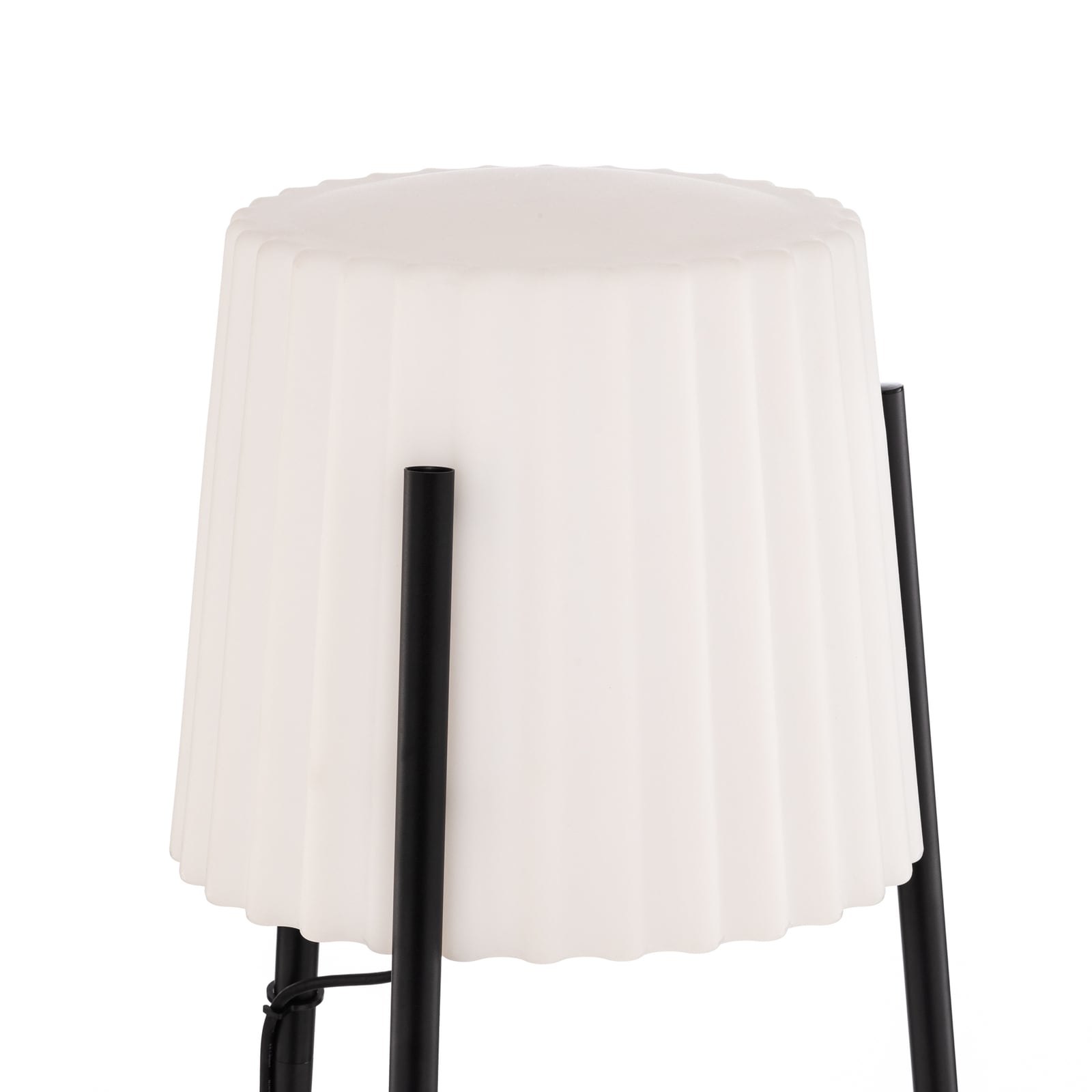 Utegulvlampe Jaimy trebein aluminium 148 cm nærbilde av kabelbryter