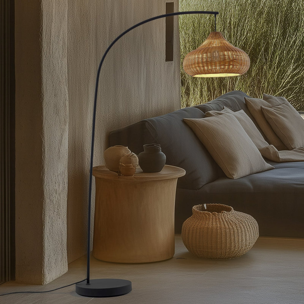 Utegulvlampe Taniola rotting beige/svart forfra