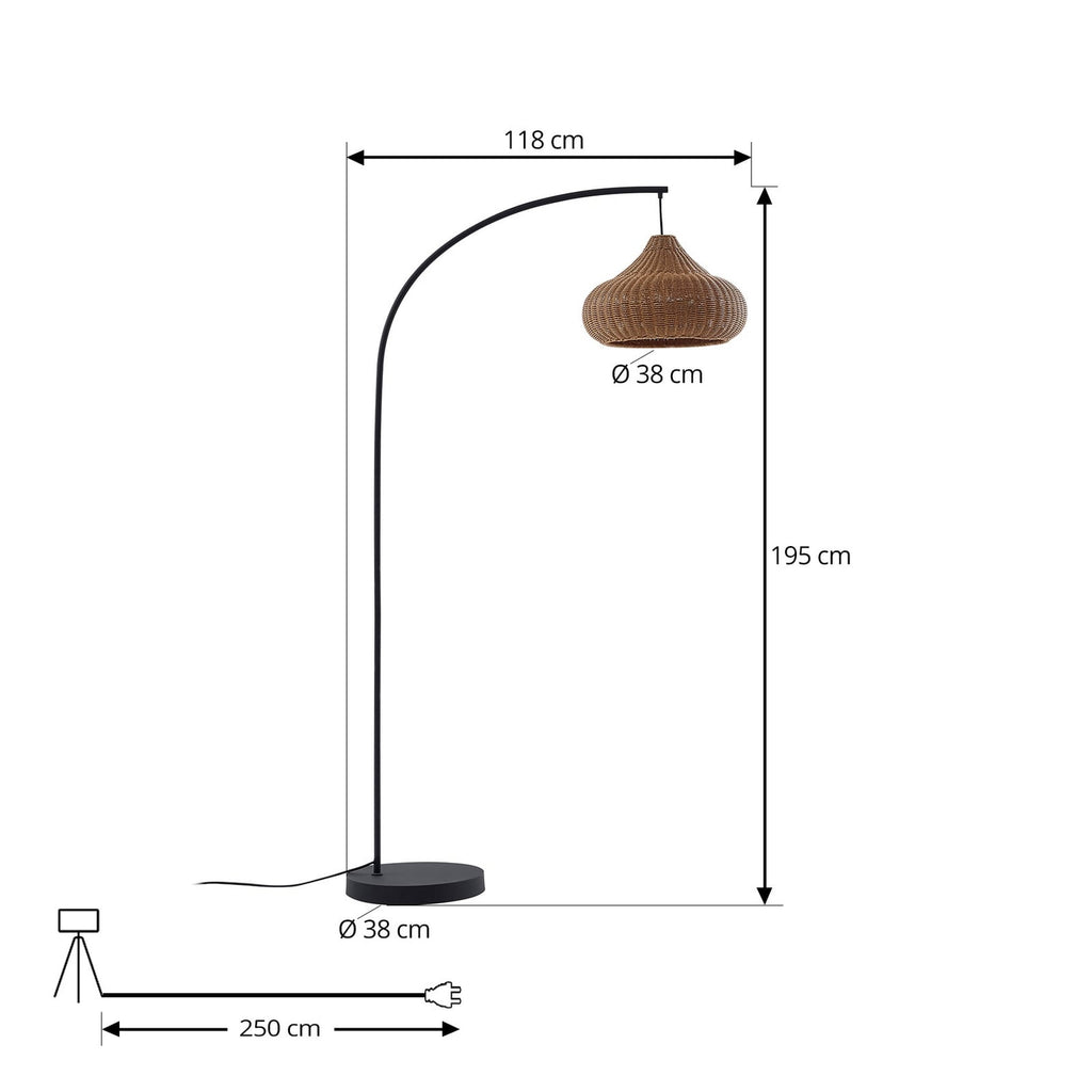 Utegulvlampe Taniola rotting beige/svart nærbilde av materialer