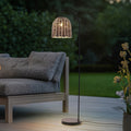 Utegulvlampe Taryn trefarget/svart plast E27 172 cm forfra