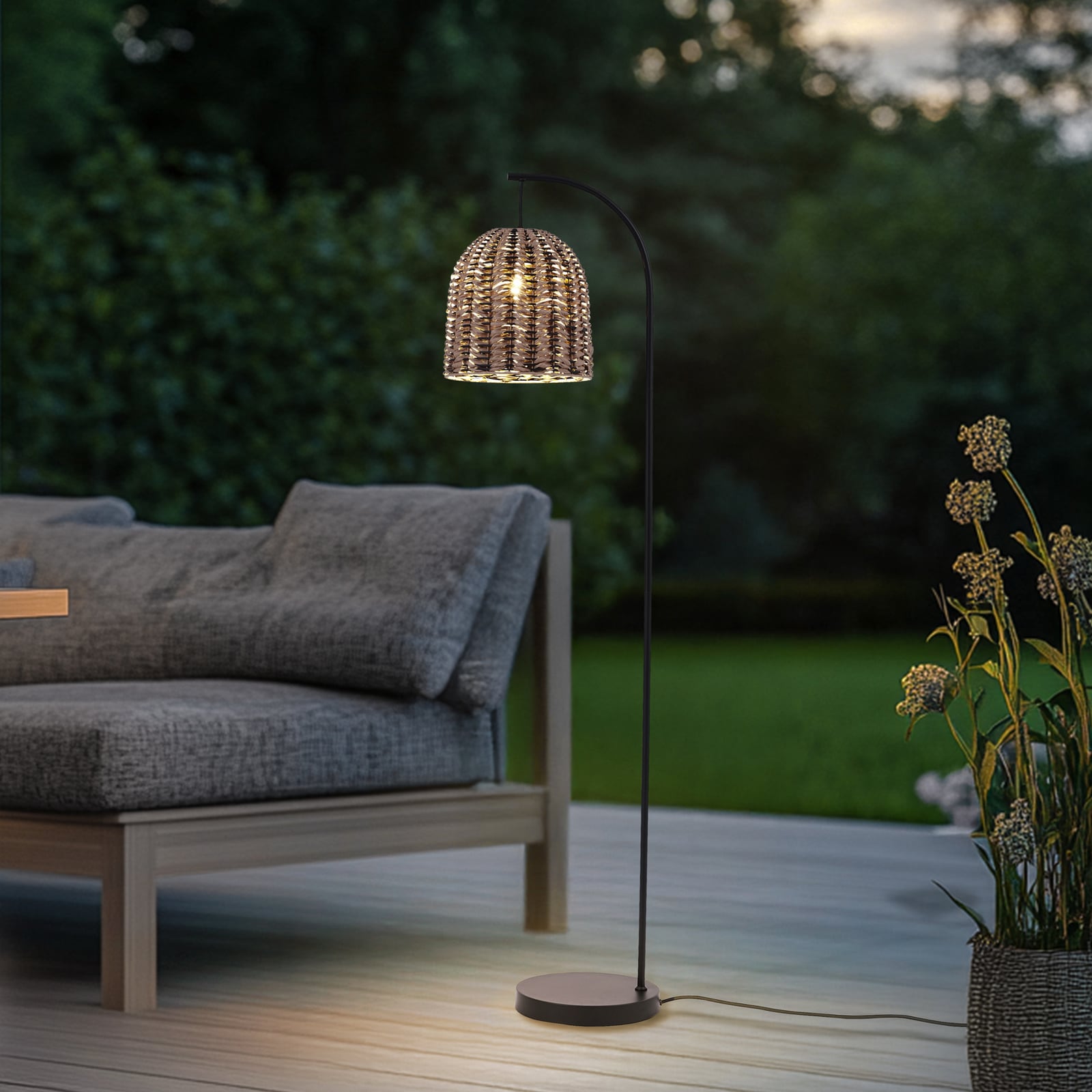 Utegulvlampe Taryn trefarget/svart plast E27 172 cm bakside