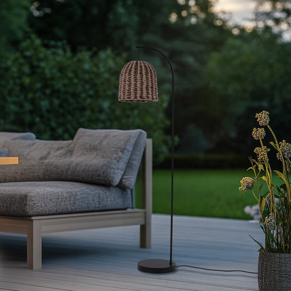 Detalj av Utegulvlampe Taryn trefarget/svart plast E27 172 cm