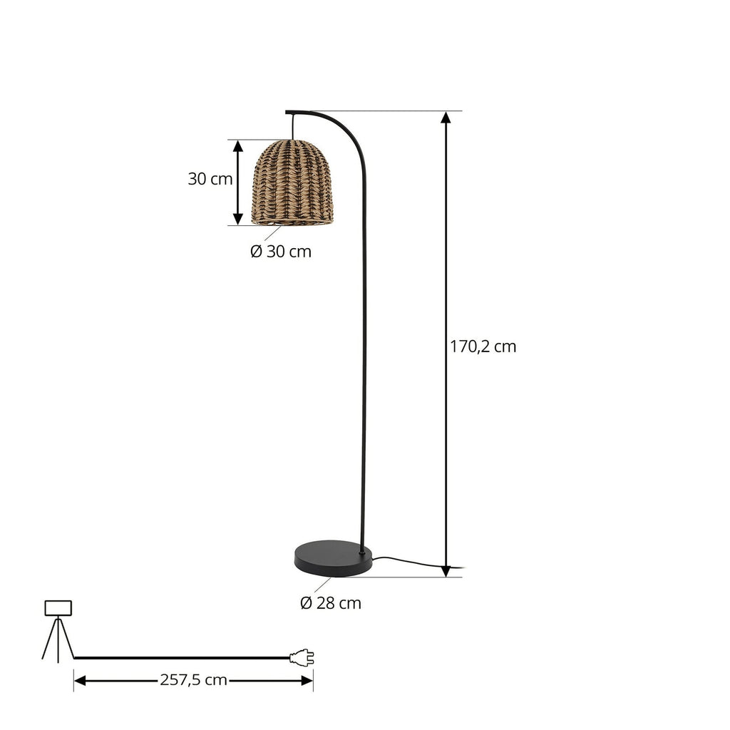 Nærbilde av lampehode på Utegulvlampe Taryn trefarget/svart plast E27 172 cm