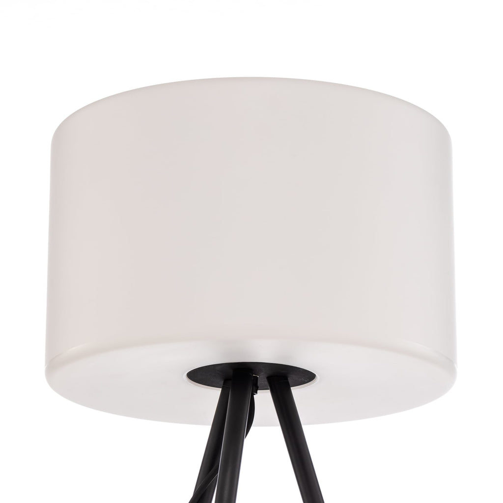 Utegulvlampe Trivira trebein hvit/svart med E27 sokkel