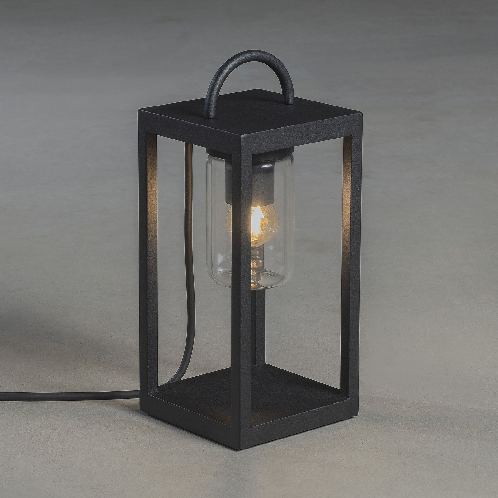 Utelampe Bologna Mini lanterne stål svart 33 cm forfra