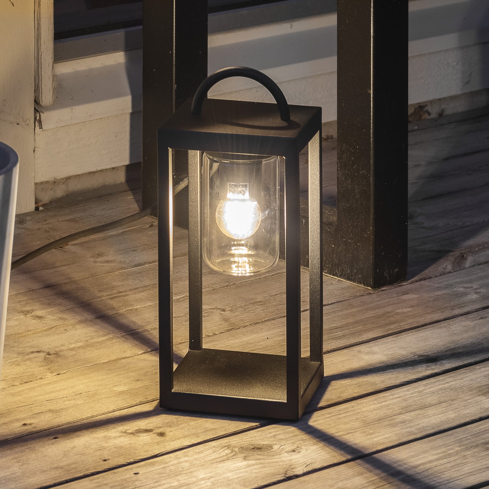 Utelampe Bologna Mini lanterne stål svart 33 cm ledning