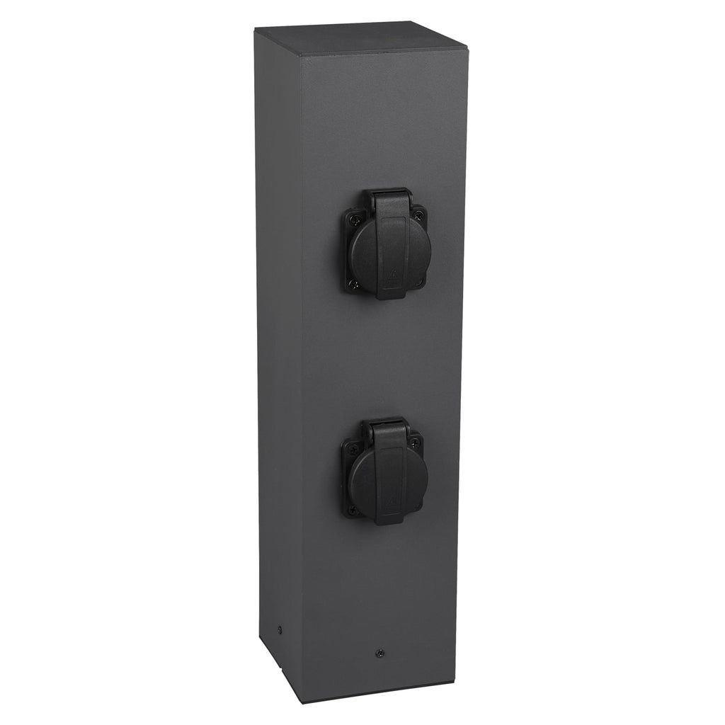 Utendørs stikkontaktstolpe 4-veis metall antrasitt IP44 - Trio Lighting forfra