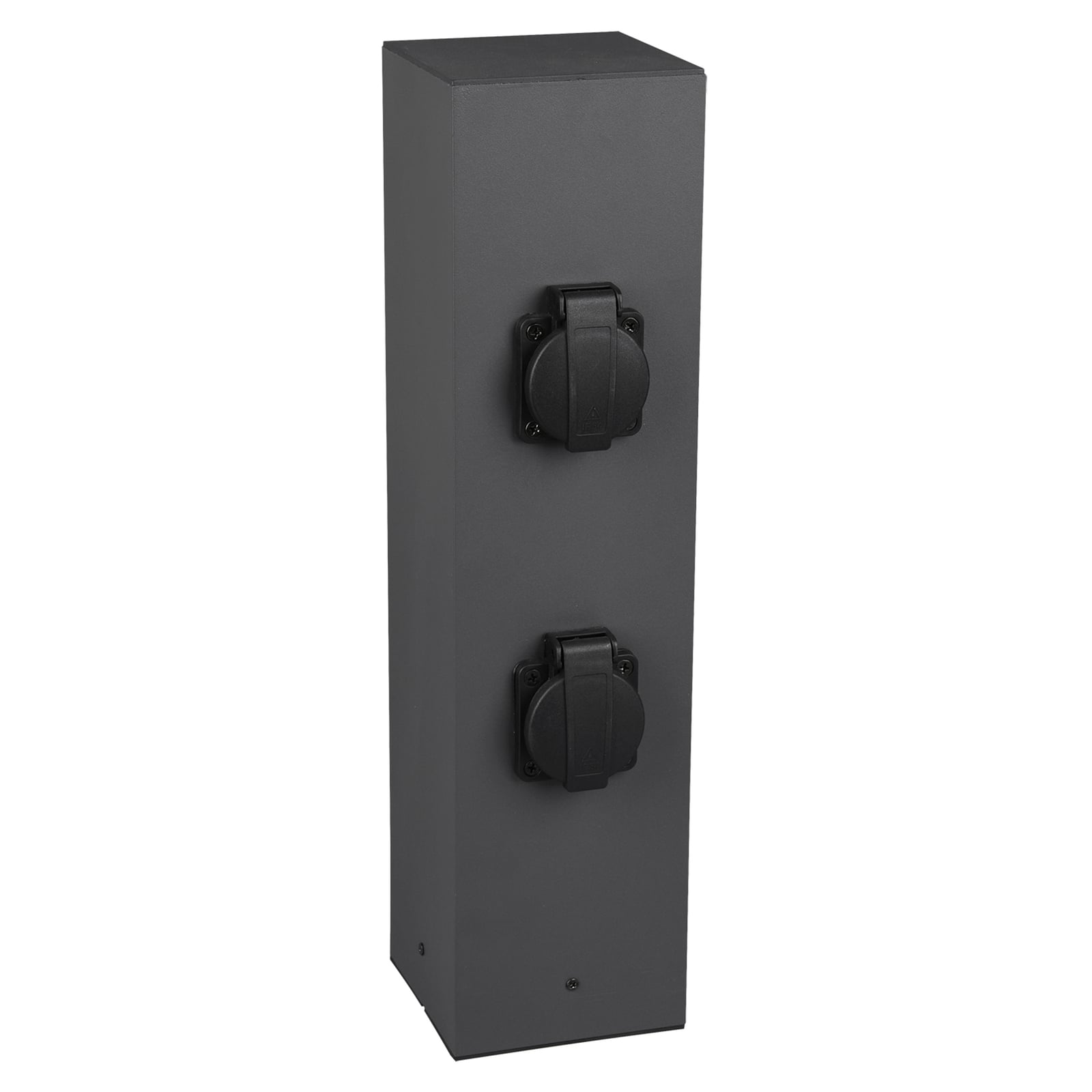 Utendørs stikkontaktstolpe 4-veis metall antrasitt IP44 - Trio Lighting forfra