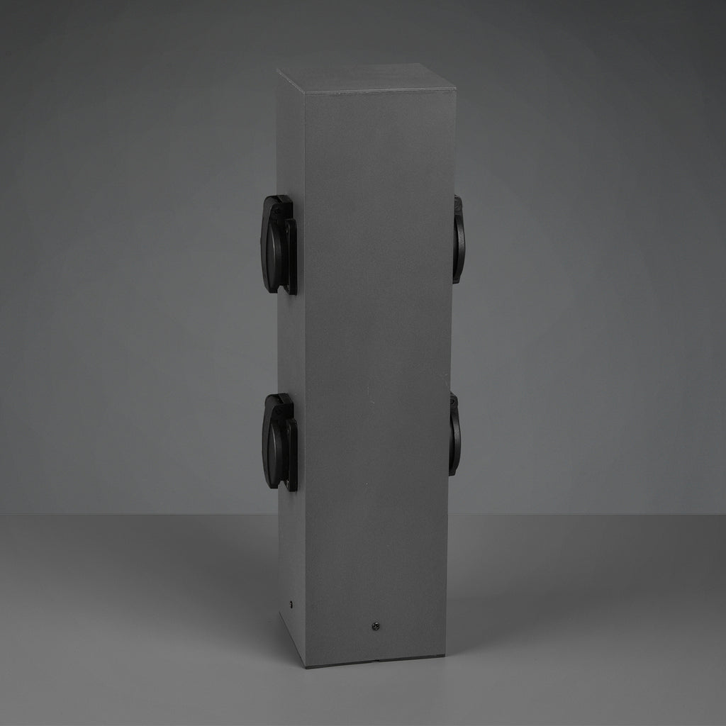 Detalj av utendørs stikkontaktstolpe 4-veis metall antrasitt IP44 - Trio Lighting