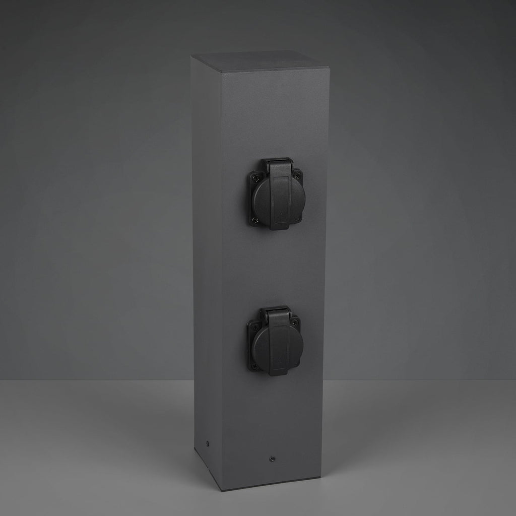 Montert utendørs stikkontaktstolpe 4-veis metall antrasitt IP44 - Trio Lighting