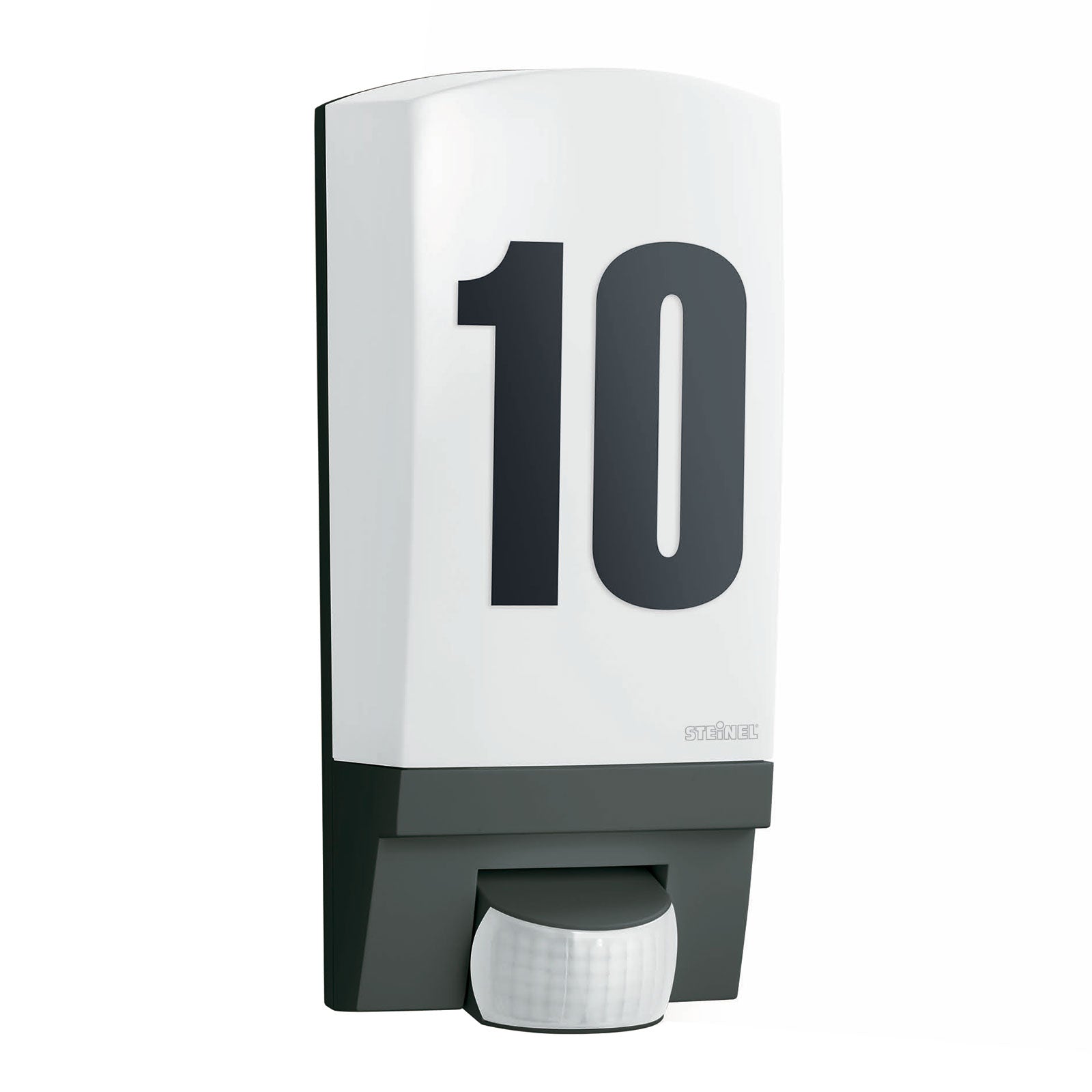 Montert utevegglampe med bevegelsessensor og husnummer E27 svart IP44
