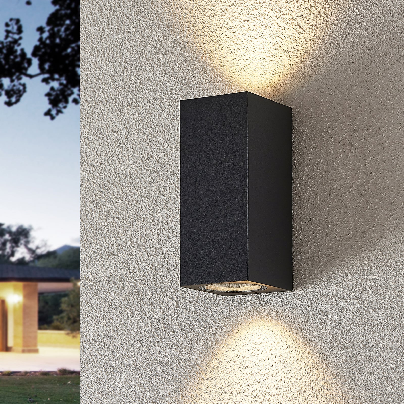 Utevegglampe Lavina 2-lys GU10 antrasitt IP65 dimbar bakside