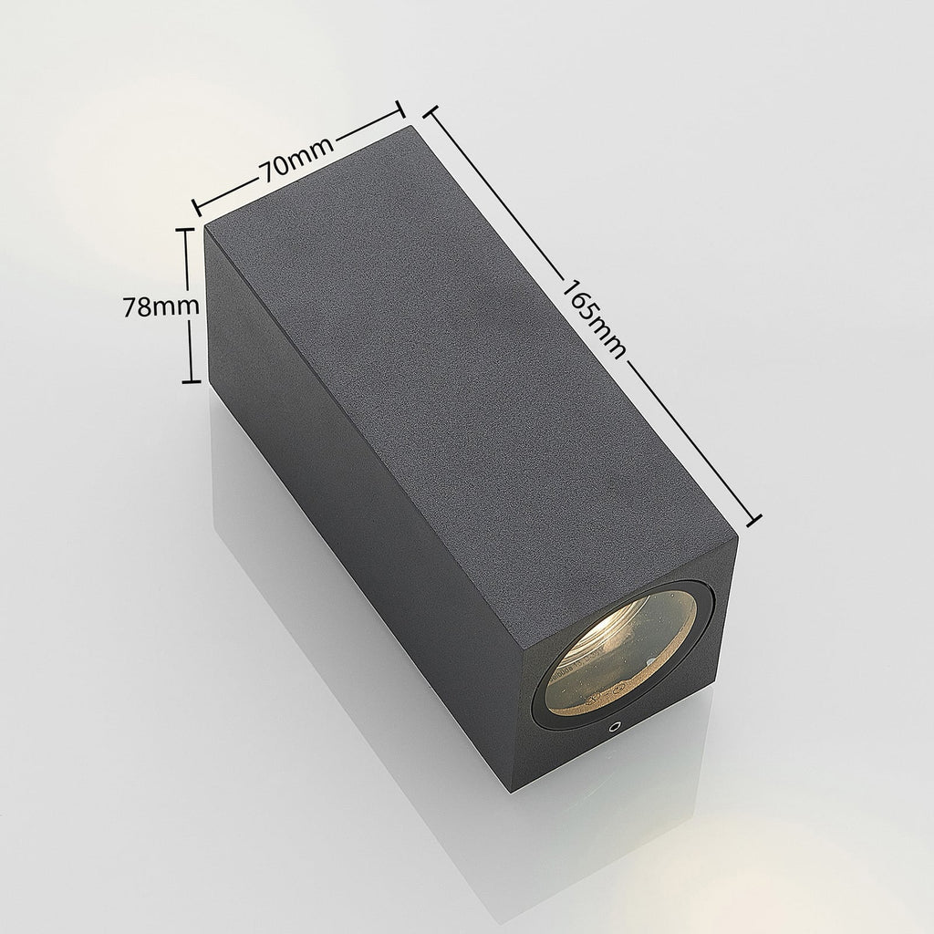 Utevegglampe Lavina 2-lys GU10 antrasitt IP65 dimbar detalj