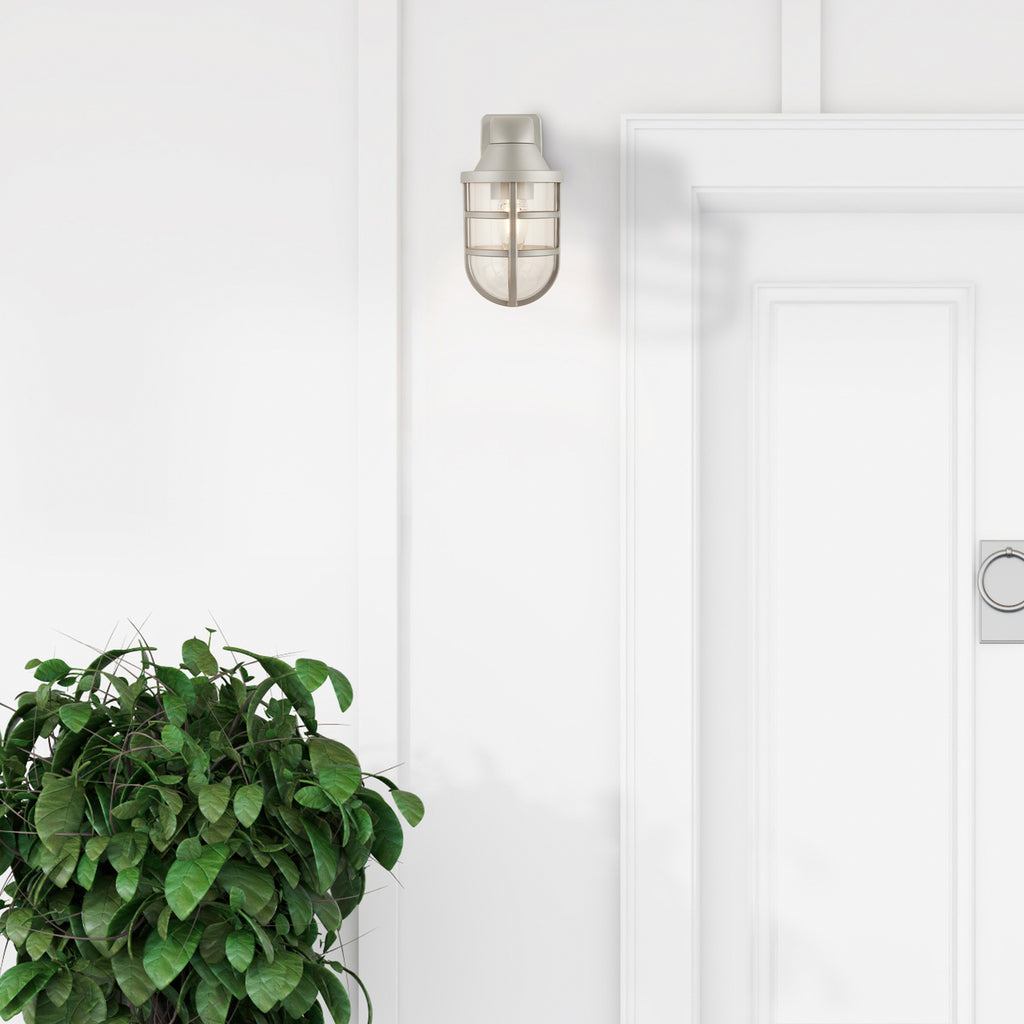Utevegglampe X Seaside burform sølv E27 IP44 forfra