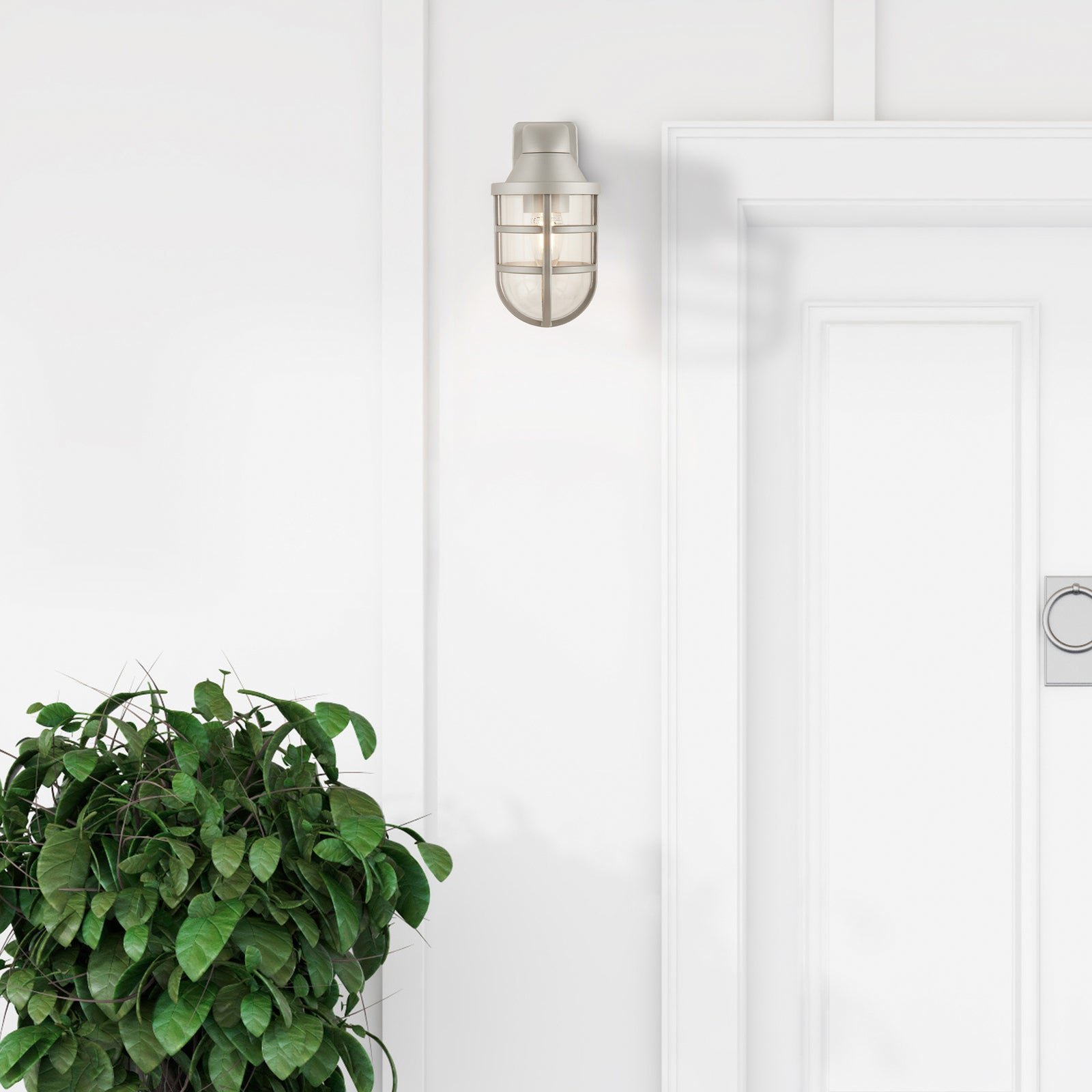 Utevegglampe X Seaside burform sølv E27 IP44 forfra