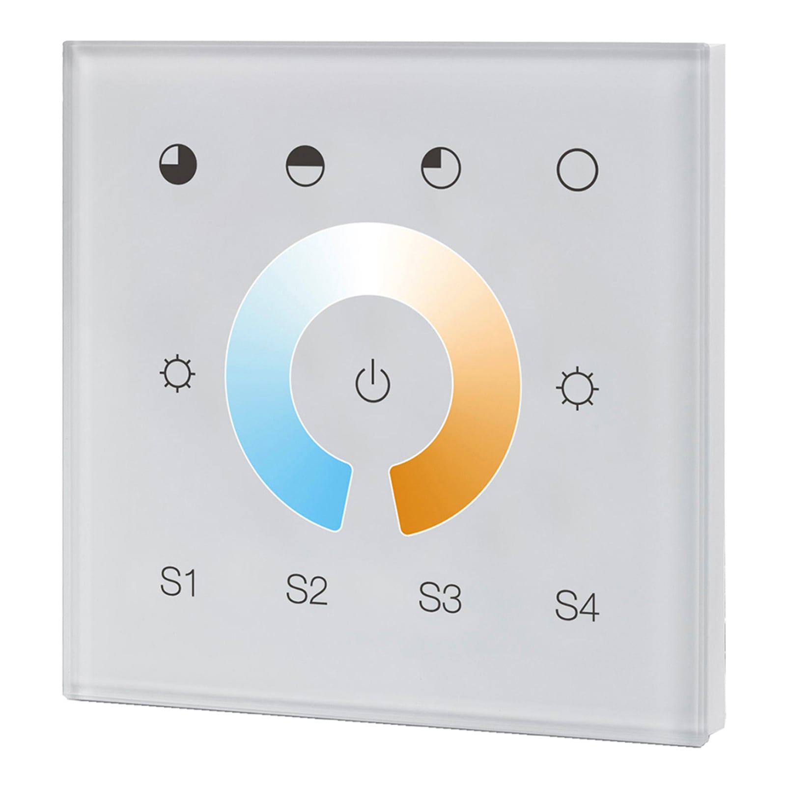 Veggdimmer DALI DT8 Tunable White glass hvit for veggmontering, forfra