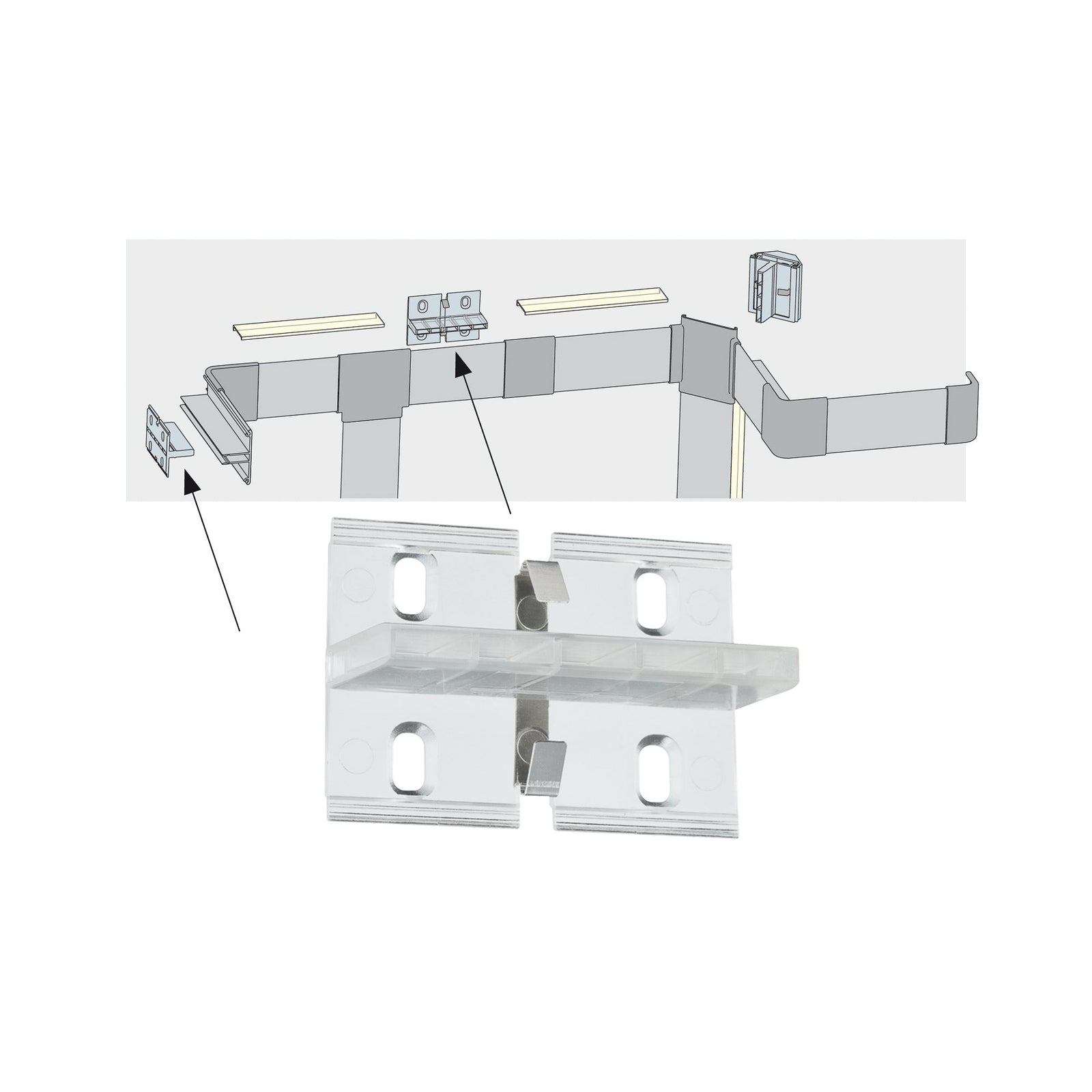 Veggfeste for Duo Profil LED-stripe 4-pakning front